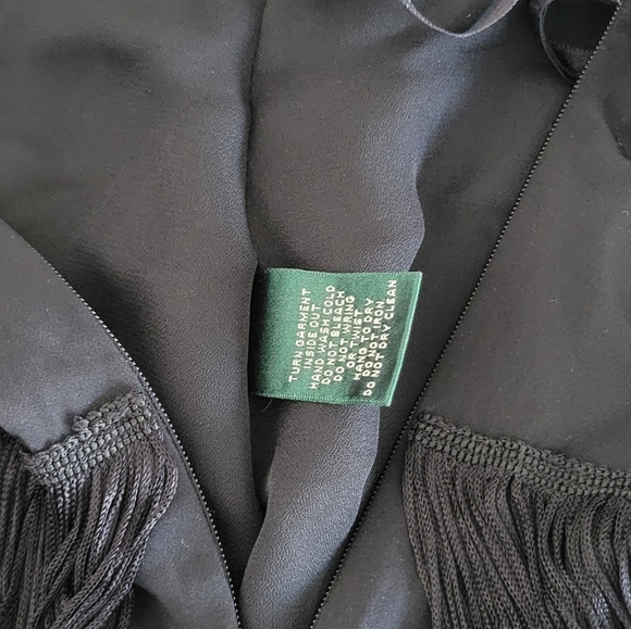 NWOT Lauren Ralph Lauren Tiered Fringe Black Skirt Size 4 - Picture 11 of 11